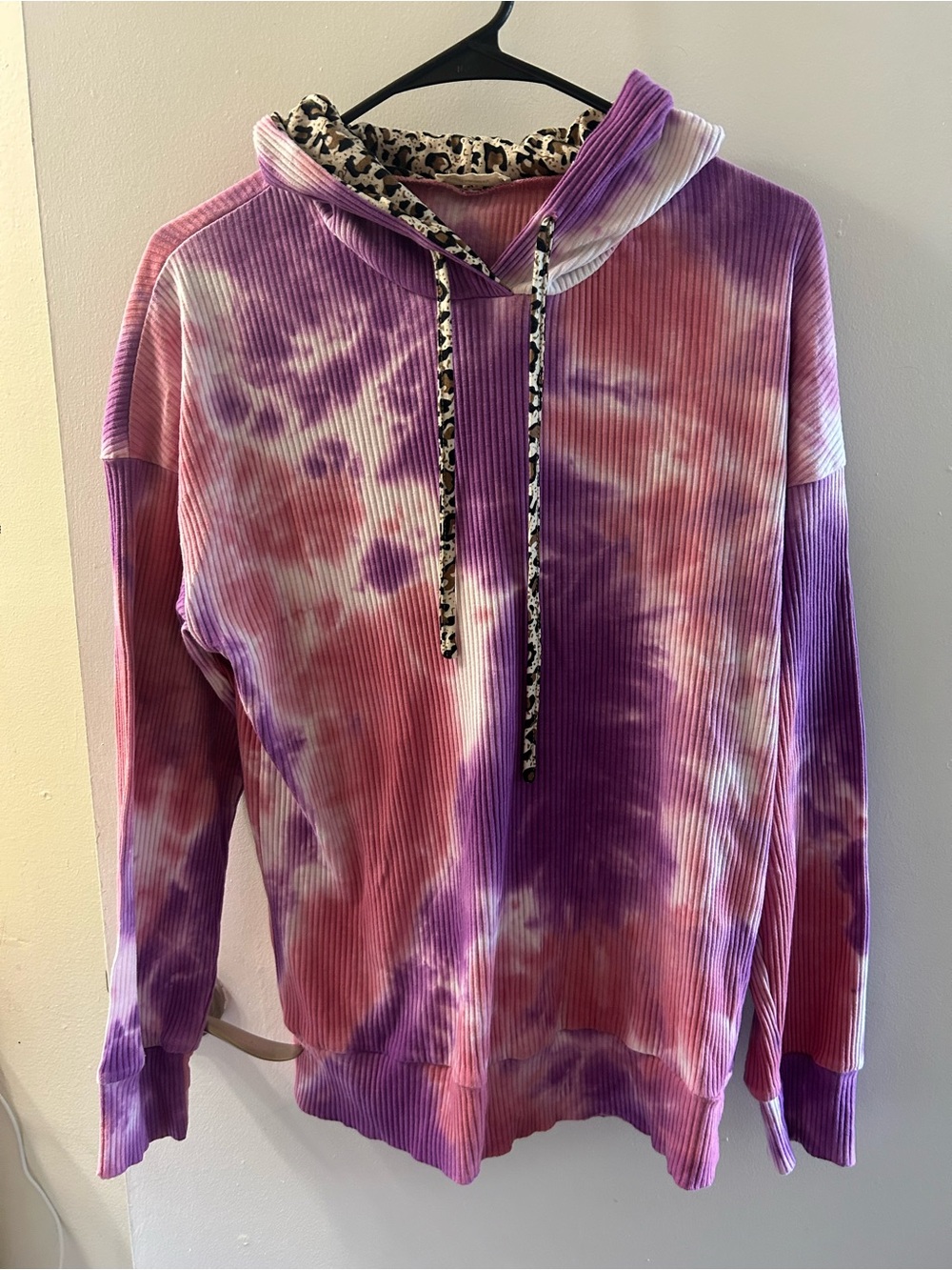 Tie-Dye Ribbed Hoodie - Purple & Pink